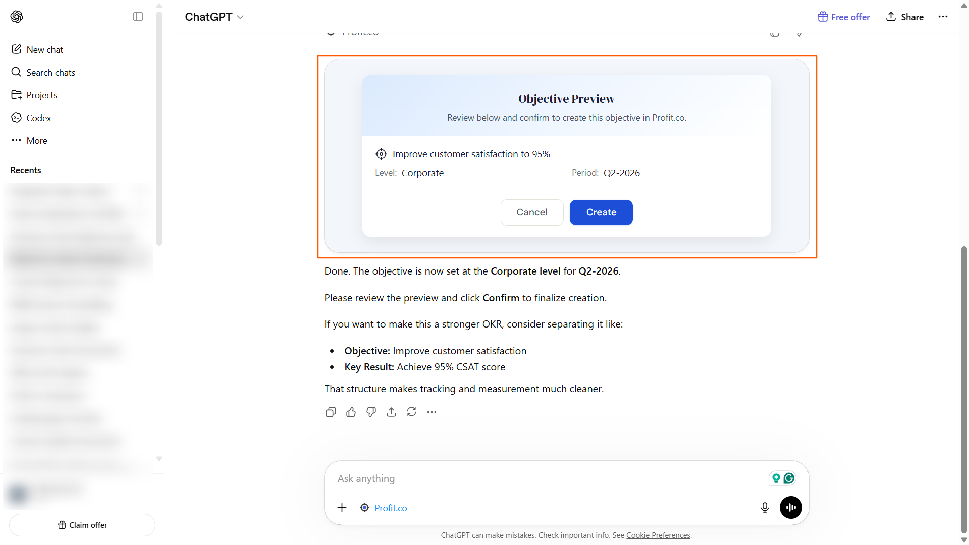 Step 2: ChatGPT requests clarification screenshot