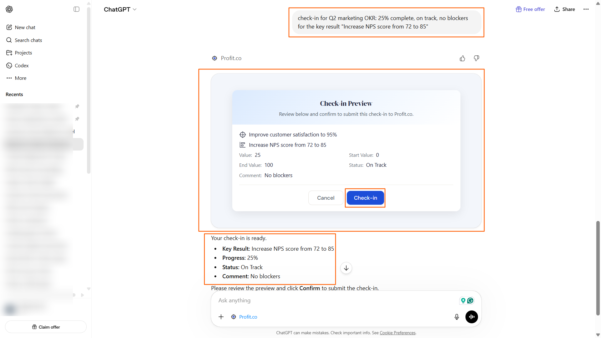 Step 2: ChatGPT processes the update screenshot