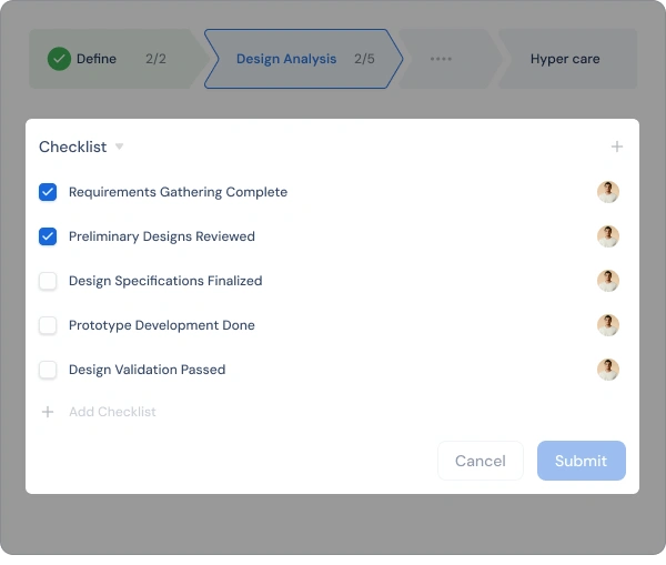 Stage gate reviews across project phases