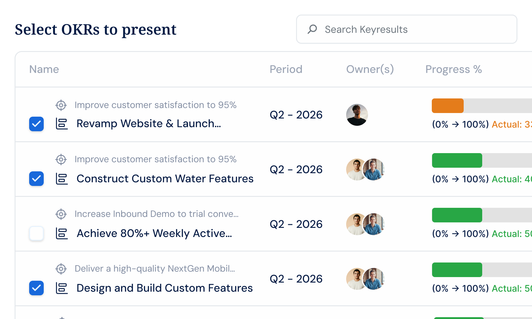 Generated OKR presentation slides ready to export